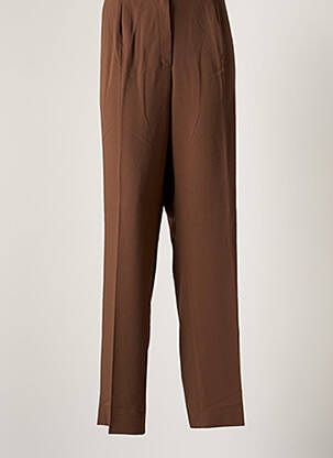 Pantalon droit tissage crêpe taille normale marron ATIAN femme