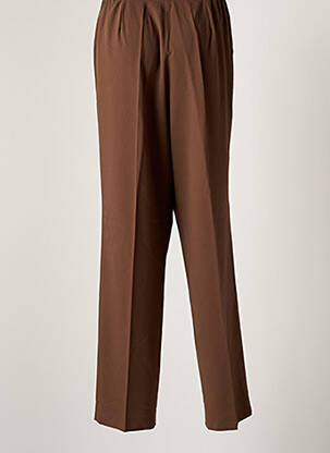 Pantalon droit tissage crêpe taille normale marron ATIAN femme