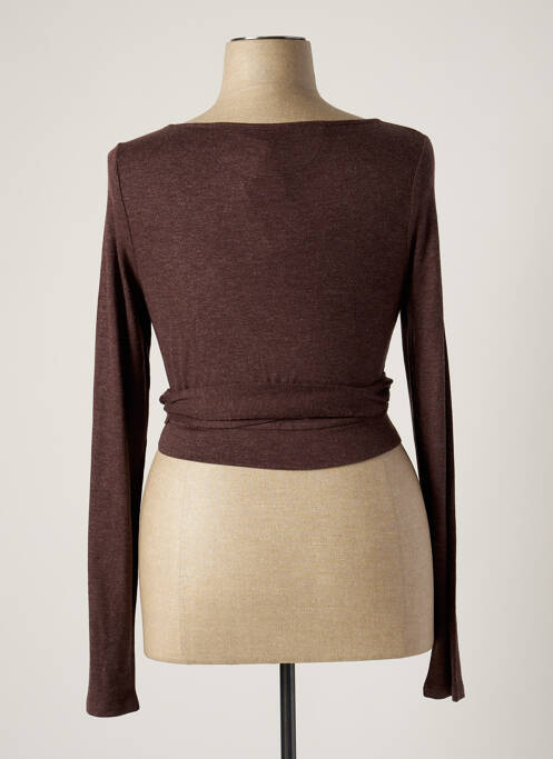 Gilet cache-cœur stretch marron MYRINE & ME femme