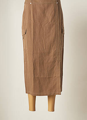 Jupe mi-longue taille haute marron ELENA MIRO femme