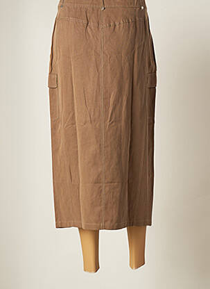Jupe mi-longue taille haute marron ELENA MIRO femme