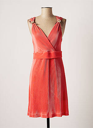 Robe mi-longue coupe fluide sans manche orange LO! LES FILLES femme
