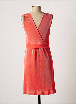 Robe mi-longue coupe fluide sans manche orange LO! LES FILLES femme