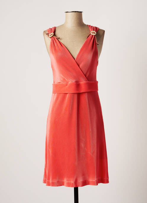 Robe mi-longue coupe fluide sans manche orange LO! LES FILLES femme