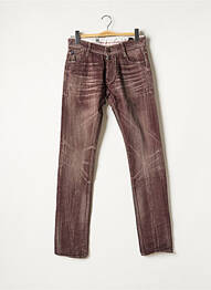 Pantalon slim fermeture zippée sous rabat boutonné taille basse marron LE TEMPS DES CERISES homme