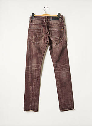 Pantalon slim fermeture zippée sous rabat boutonné taille basse marron LE TEMPS DES CERISES homme