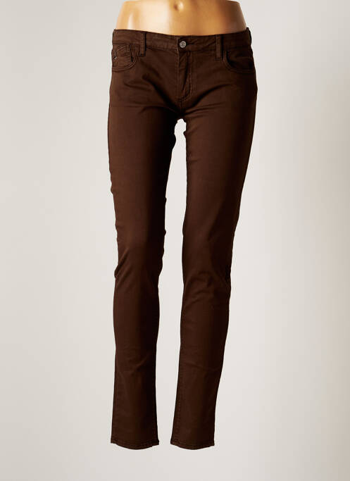 Pantalon droit marron LE TEMPS DES CERISES pour femme