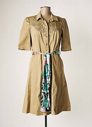 Robe mi-longue manches courtes manches courtes beige ARMAND VENTILO femme