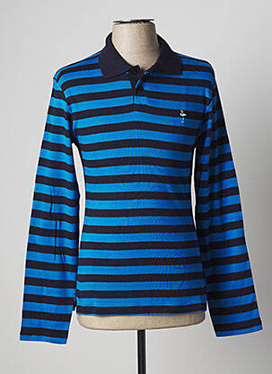 Polo imprimé rayures manches longues bleu KATZ OUTFITTER homme