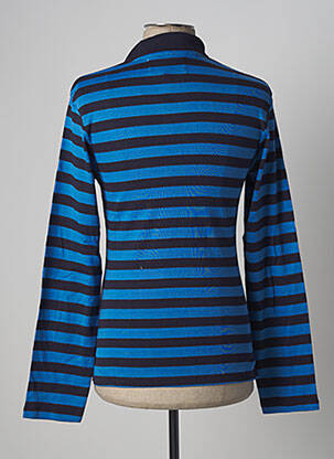 Polo imprimé rayures manches longues bleu KATZ OUTFITTER homme