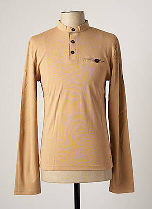 T-shirt col tunisien manches longues beige KATZ OUTFITTER homme