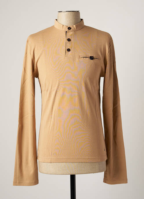 T-shirt col tunisien manches longues beige KATZ OUTFITTER homme