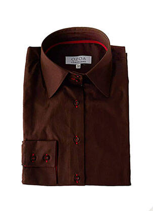 Chemisier coupe cintrée manches longues marron OZOA femme