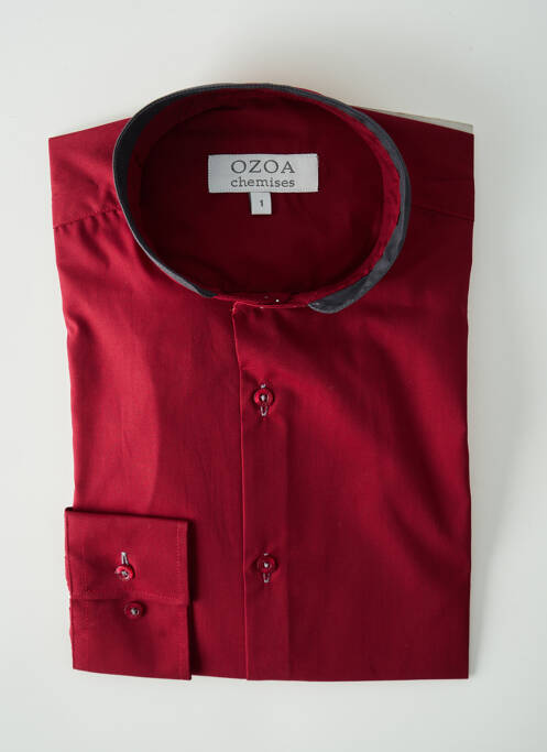 Chemise manches longues rouge OZOA pour homme