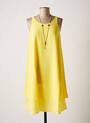 Robe mi-longue coupe fluide sans manche jaune NINATI femme