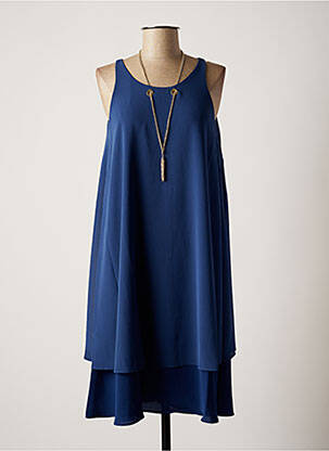 Robe mi-longue coupe fluide sans manche bleu NINATI femme