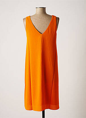 Robe mi-longue coupe fluide sans manche orange NINATI femme