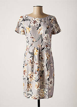 Robe courte fermeture zippée au dos manches courtes gris NINATI femme