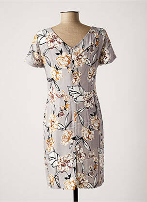 Robe courte fermeture zippée au dos manches courtes gris NINATI femme