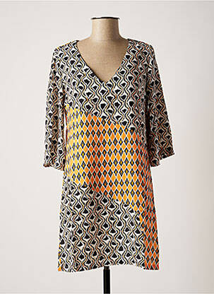 Robe courte manches 3/4 manches 3/4 orange NINATI femme
