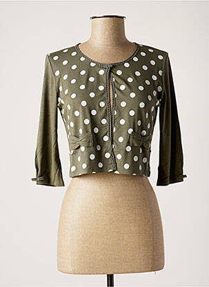Gilet manches longues col rond vert NINATI femme