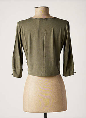 Gilet manches longues col rond vert NINATI femme