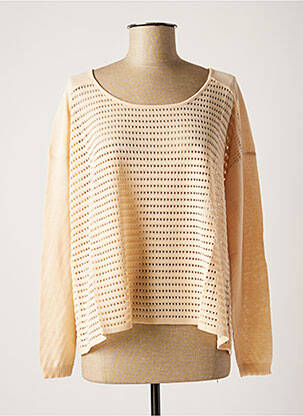 Pull coupe droite manches longues beige NINATI femme