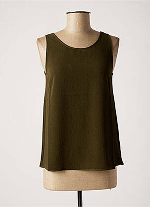 Top tissage crêpe sans manche vert NINATI femme