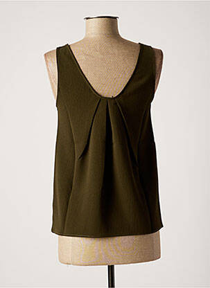 Top tissage crêpe sans manche vert NINATI femme