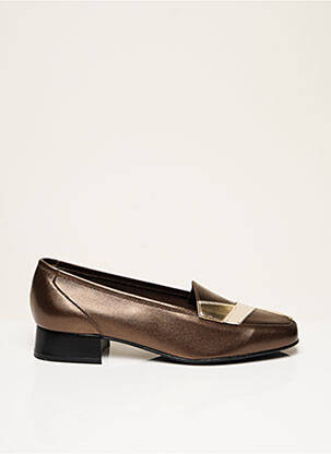 Mocassins bout rond talon plat jusqu'à 3cm marron KIM femme
