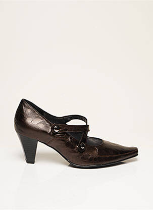 Escarpins tissage satiné talon de 7 à 9cm marron ELANTINE femme