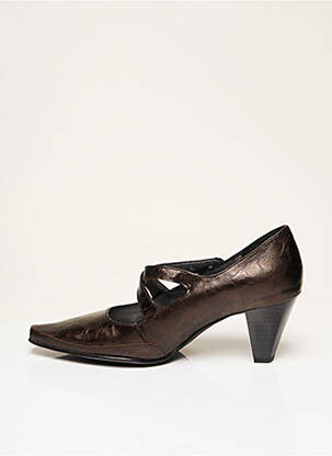 Escarpins tissage satiné talon de 7 à 9cm marron ELANTINE femme