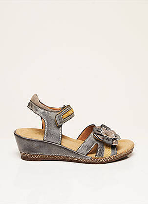Sandales/nu pieds tissage satiné talon compensé gris RIEKER fille