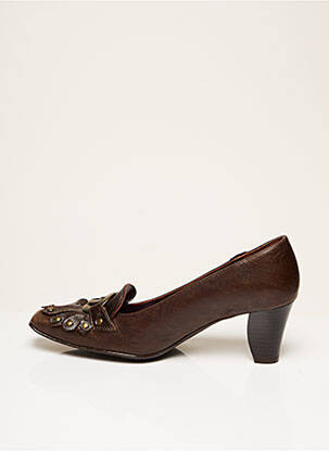 Escarpins tissage satiné talon de 4 à 6cm marron FEELING femme