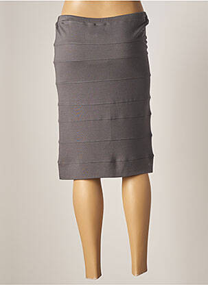 Jupe mi-longue stretch gris NATHALIE CHAIZE femme