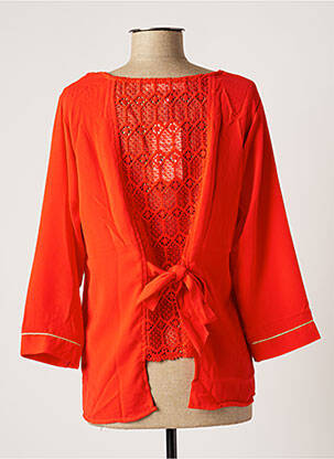 Top coupe cintrée manches 3/4 rouge SO SWEET femme