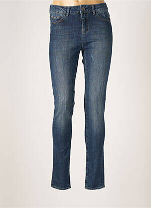 Jeans coupe slim broderie rivets taille haute bleu DDP femme