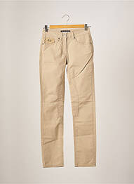 Pantalon slim broderie rivets taille basse beige LA MARTINA femme