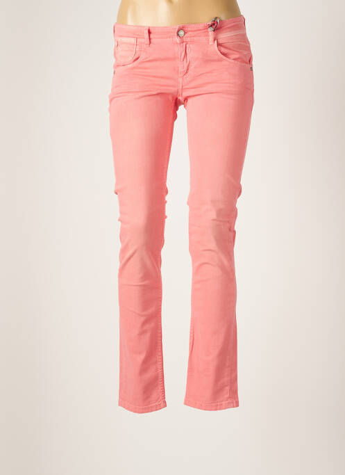 Jeans coupe slim broderie rivets taille basse rose CHIPIE femme