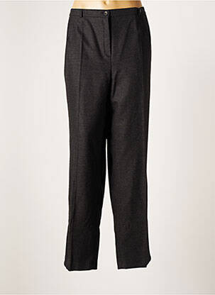 Pantalon droit fermeture zippée sous rabat boutonné taille normale noir HUCKE WOMAN femme