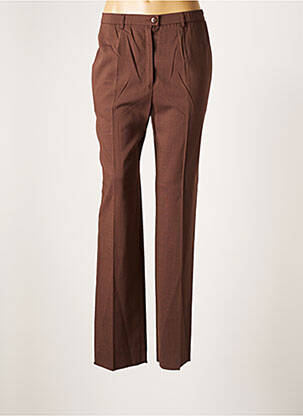 Pantalon droit fermeture zippée sous rabat boutonné taille normale marron KARTING femme
