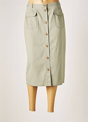 Jupe mi-longue coupe droite vert LISA CHESNAY femme