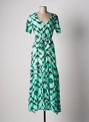 Robe longue imprimé fantaisie manches courtes vert STELLA FOREST femme