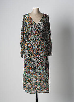 Robe longue manches longues manches longues vert STELLA FOREST femme