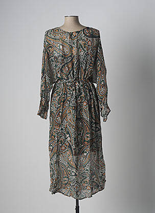 Robe longue manches longues manches longues vert STELLA FOREST femme