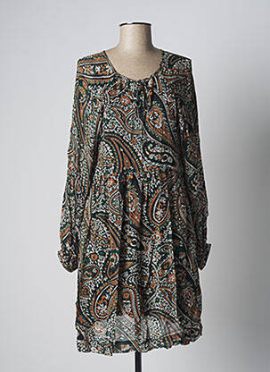 Robe mi-longue coupe évasée manches longues vert STELLA FOREST femme