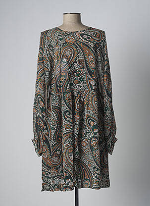 Robe mi-longue manches longues manches longues vert STELLA FOREST femme