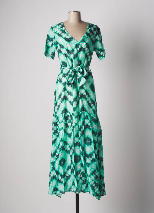 Robe longue imprimé fantaisie manches courtes vert STELLA FOREST femme