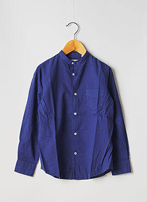Chemisier tissage popeline manches longues bleu HARTFORD fille