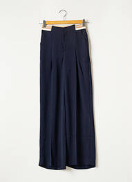 Pantalon large fermeture zippée sous rabat boutonné taille haute bleu INDEE femme